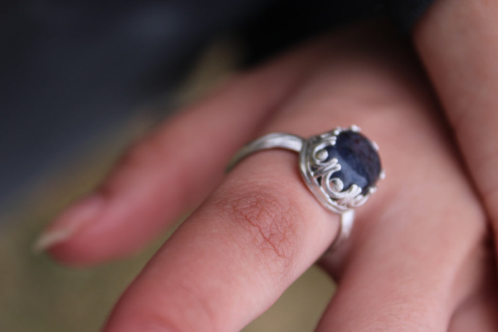 Iolite Oval Ring in Sterling Silver size 8 to assist with inner vision and clarity.