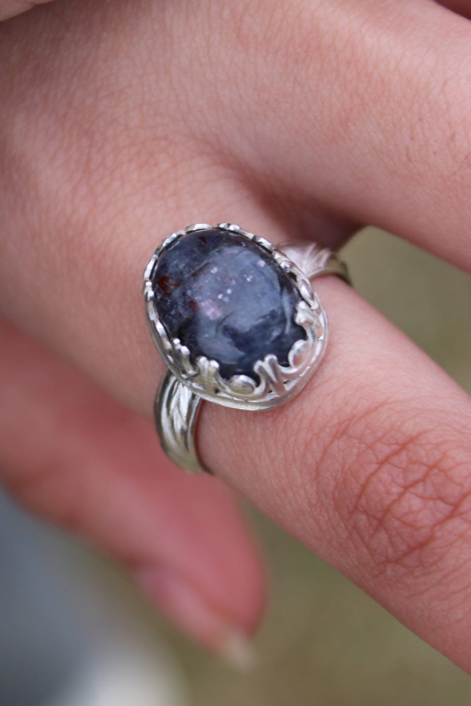 Iolite Oval Ring in Sterling Silver size 8 to assist with inner vision and clarity.