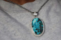 Chrysocolla in Malachite Sterling Silver Pendant Artisan One-of-a-kind Talisman for healers - for clarity of voice and the courage of the heart