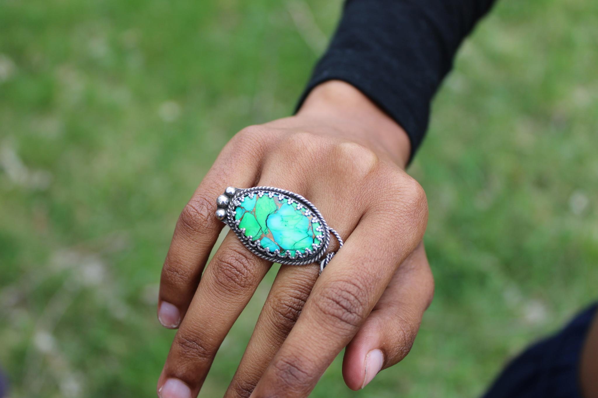 Sterling Silver Pendant | Peacock Dahlia Turquoise | One of a Kind - for Protection and Grounding
