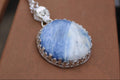 Blue Kyanite Quartz Round Pendant Sterling Silver | One of a Kind Handmade Pendant | Kyanite Jewelry | Boho Gemstone Pendant | Crystal Healing for Peace and Clarity