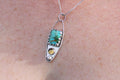 Kingman Mohave Turquoise and Citrine Sterling Silver Pendant in sterling silver for protection, grounding and positivity.