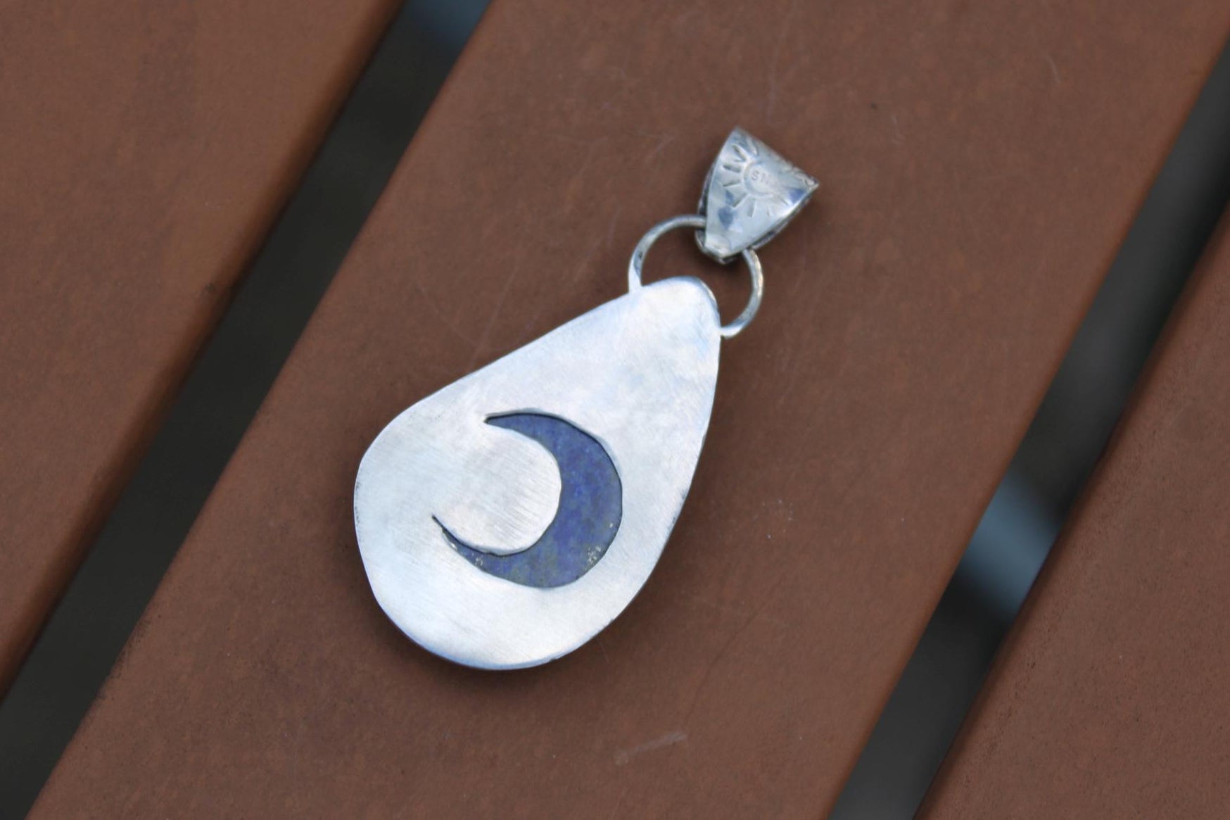 Lapis Lazuli Pendant in Fine & Sterling Silver | Oxidized Celestial Jewelry | Third Eye Throat Chakra | Boho Crystal Pendant for wisdom, truth and intuition