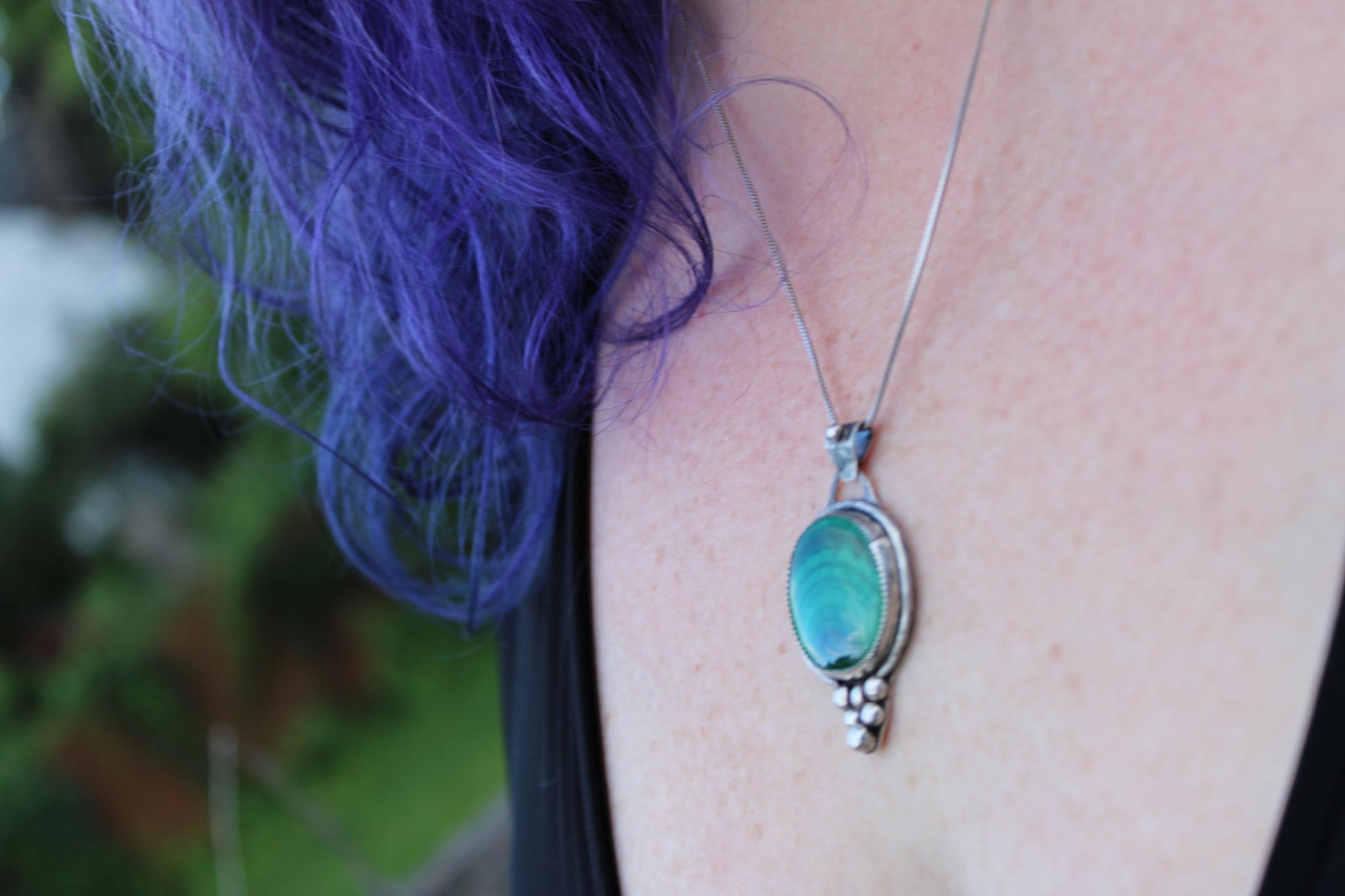 Malachite Fine & Sterling Silver Pendant | Oxidized | One of a Kind Handmade Jewelry for assistance with growth and connection to the heart chakra.