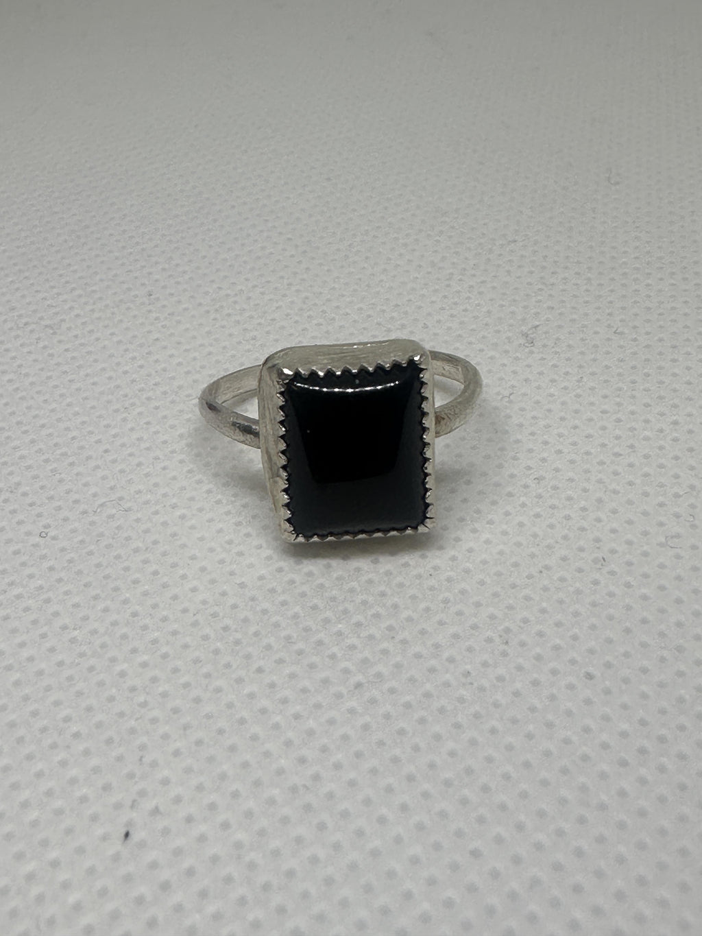 Black Onyx Simple Protection Ring in Sterling Silver Size 8