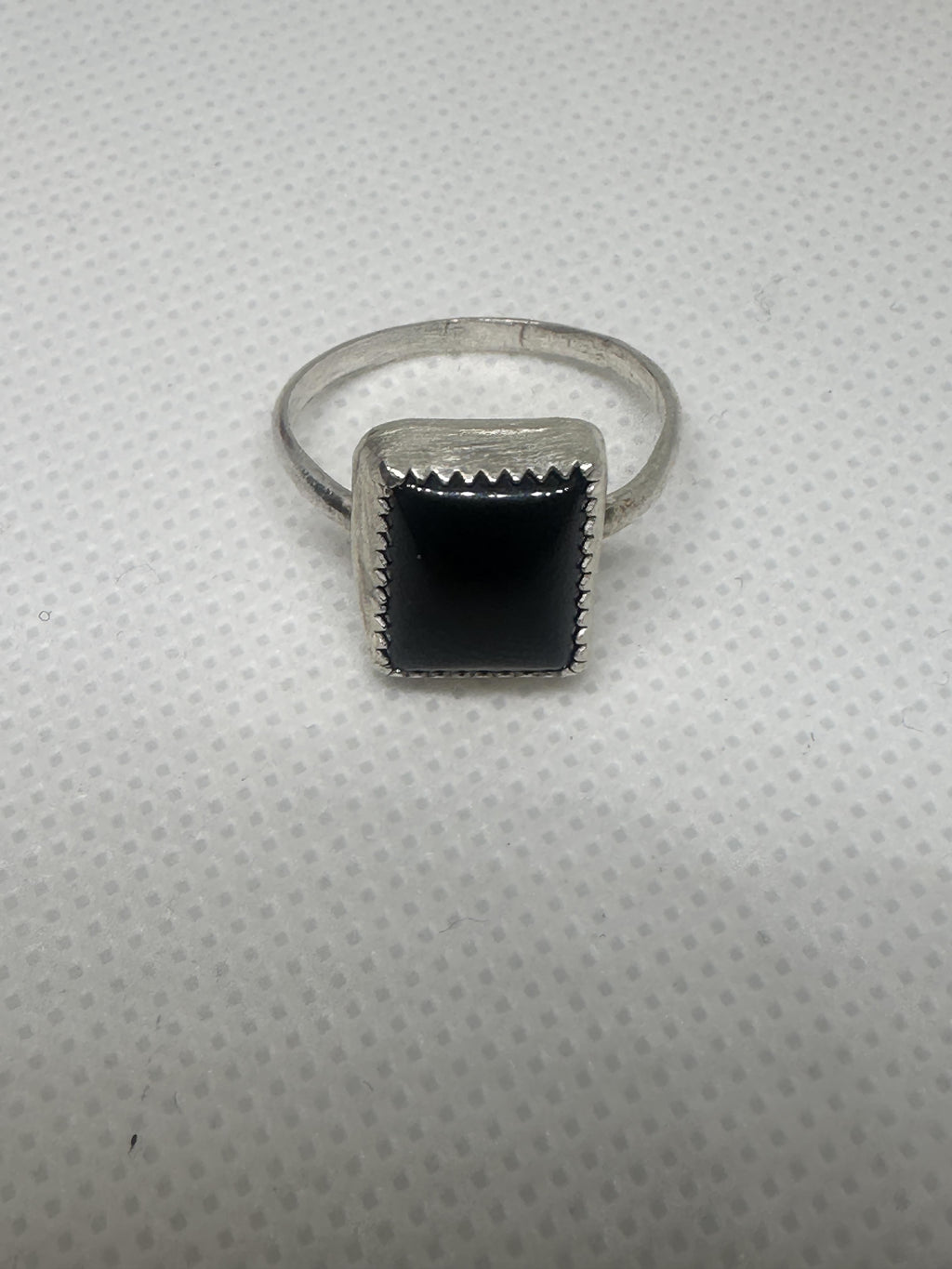 Black Onyx Simple Protection Ring in Sterling Silver Size 8