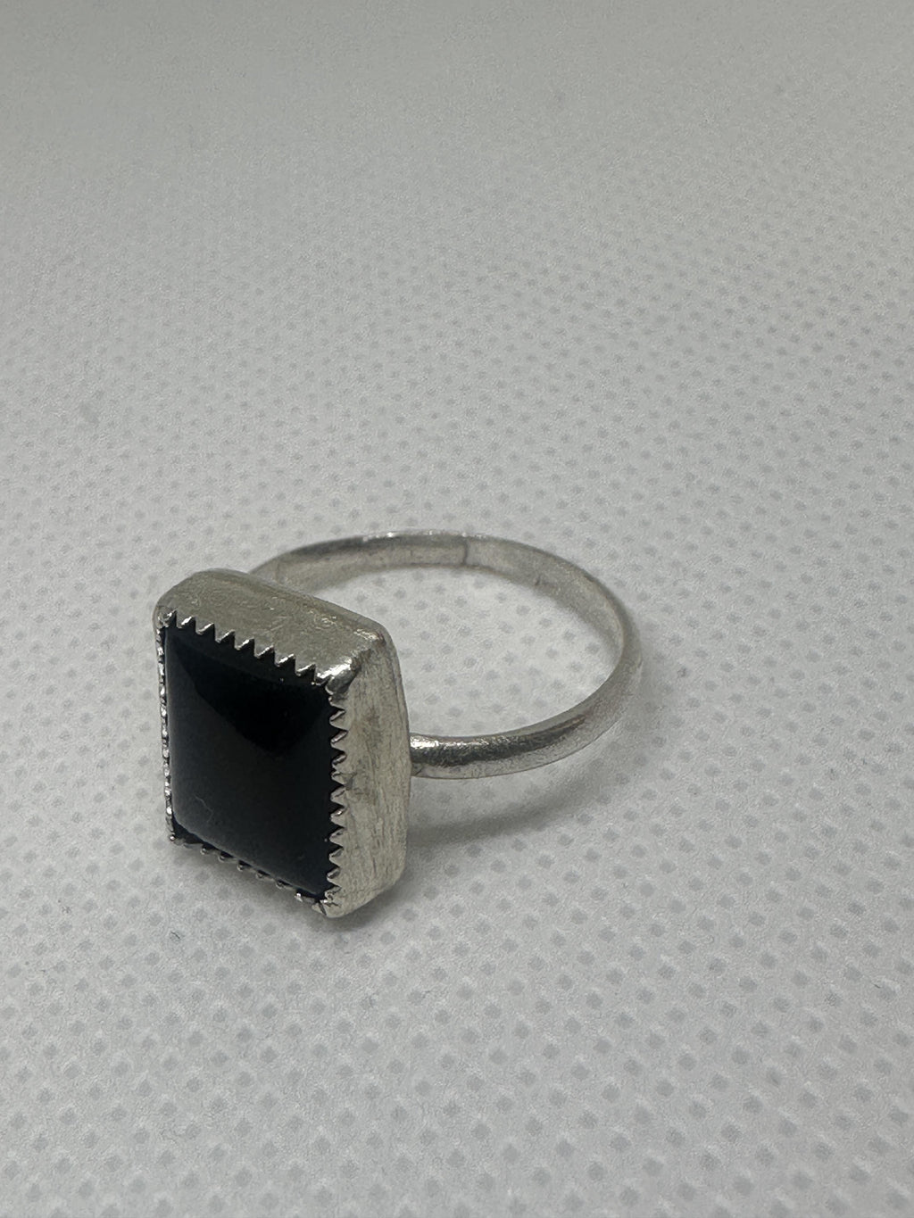 Black Onyx Simple Protection Ring in Sterling Silver Size 8