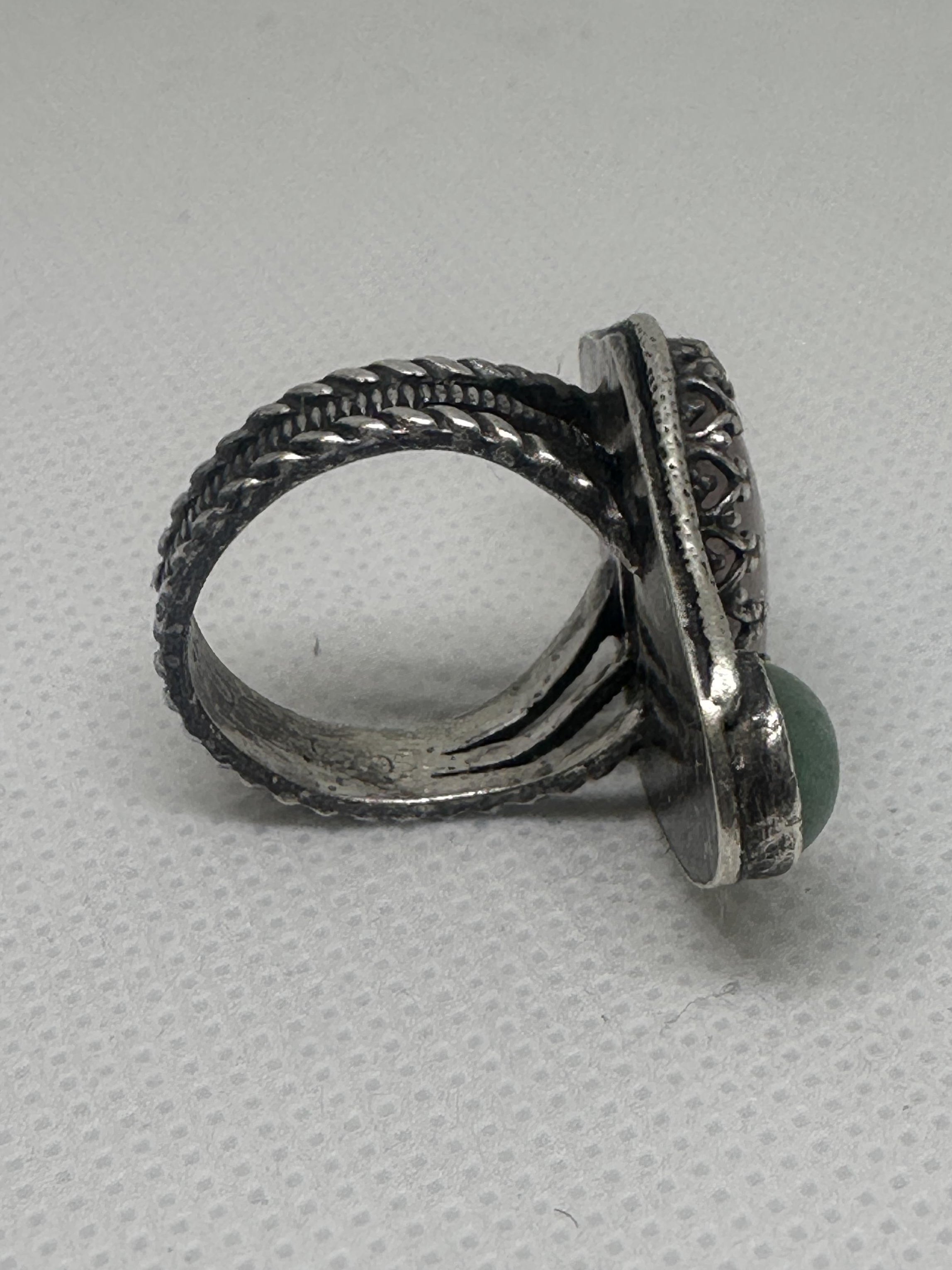 Rose Quartz & Green Aventurine Sterling Silver Filigree Ring | Three Stone Boho Crystal Ring | Handcrafted Gemstone Artisan for love, luck, and emotional well-being.