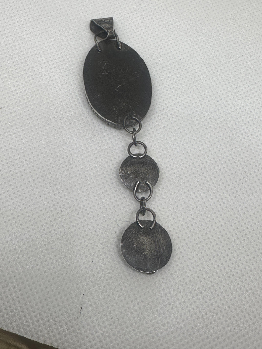 Amazonite & Abalone Oxidized Sterling & Fine Silver Artisan Dangle Pendant (One-of-a-kind) for truth, courage and healing.