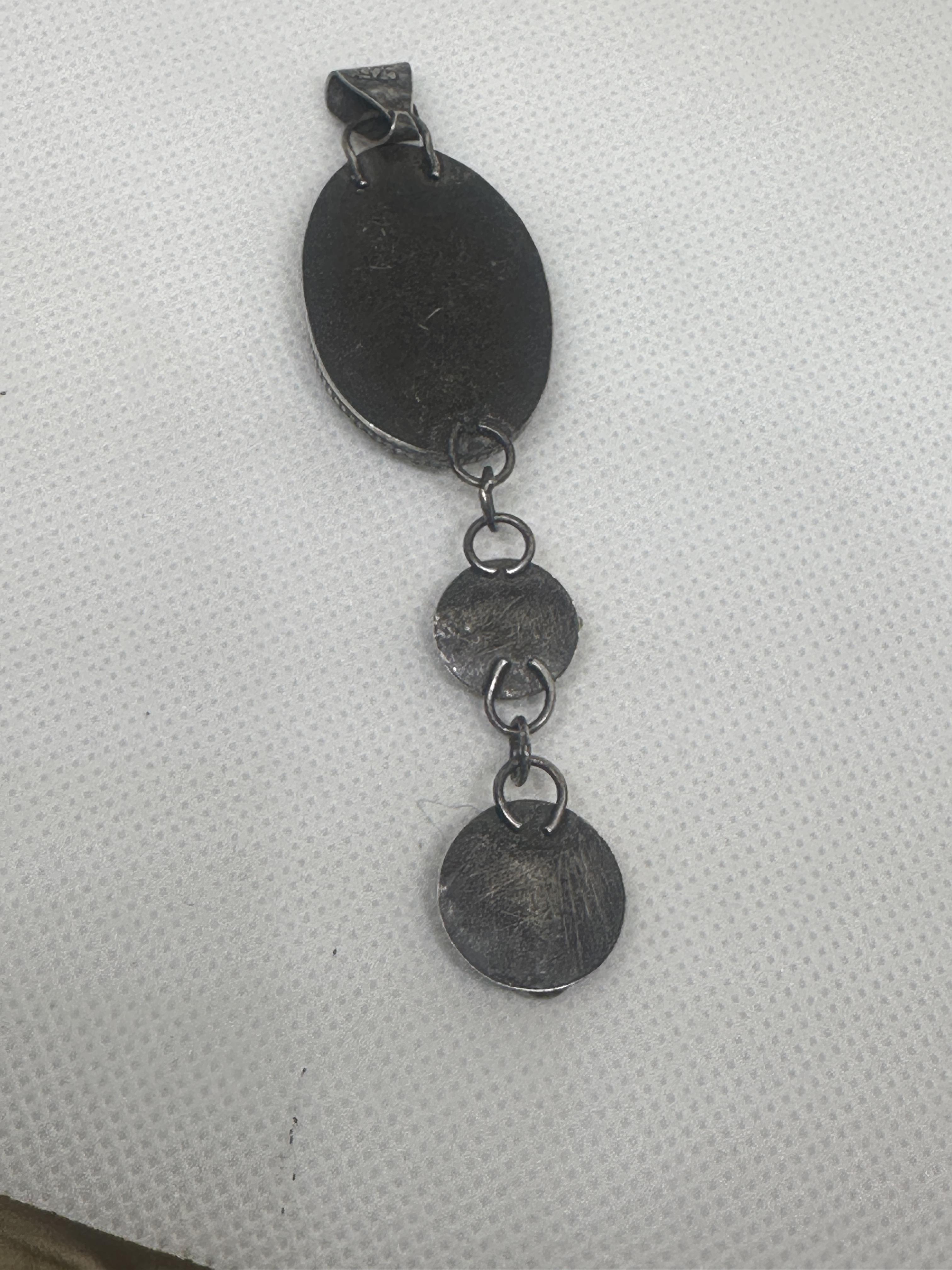 Amazonite & Abalone Oxidized Sterling & Fine Silver Artisan Dangle Pendant (One-of-a-kind) for truth, courage and healing.
