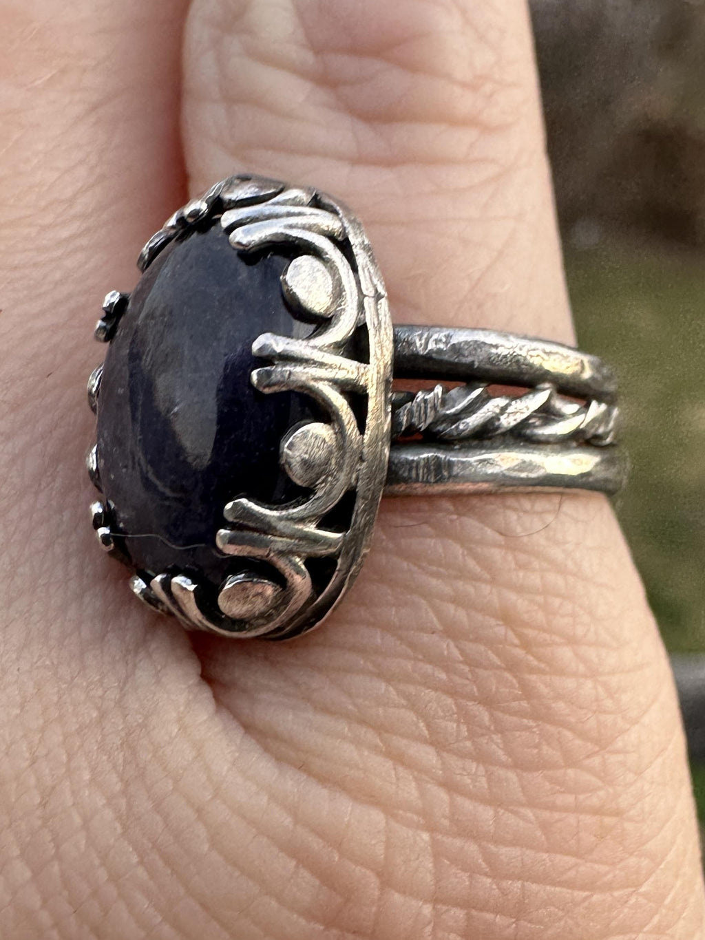 Iolite Oval Sterling Silver Artisan Ring - Size 7.5 - One of a kind to assist with inner vision and clarity