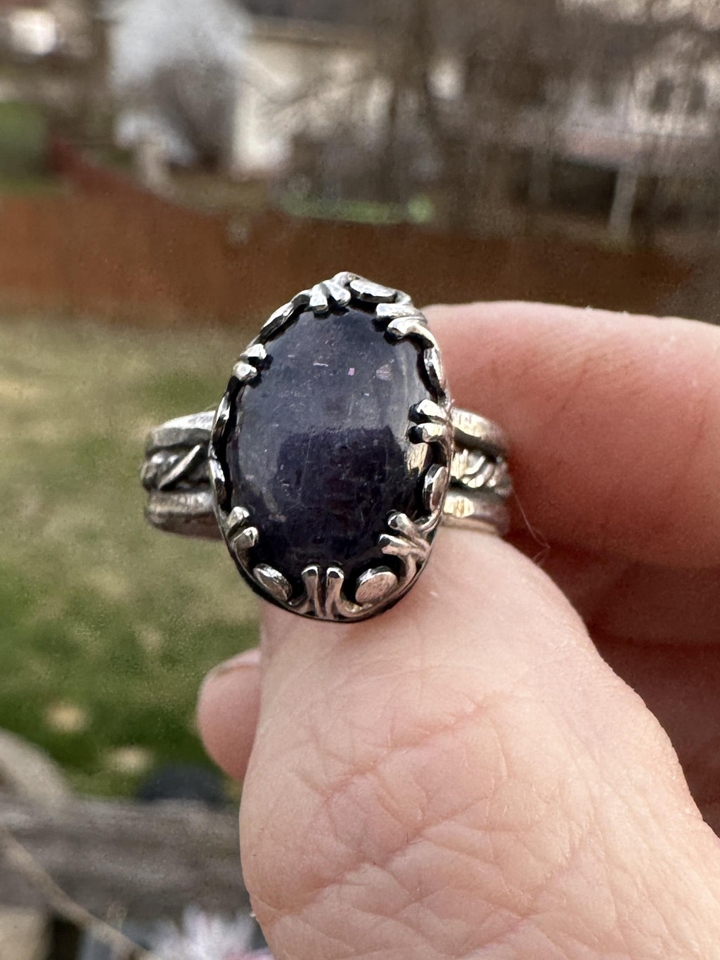 Iolite Oval Sterling Silver Artisan Ring - Size 7.5 - One of a kind to assist with inner vision and clarity