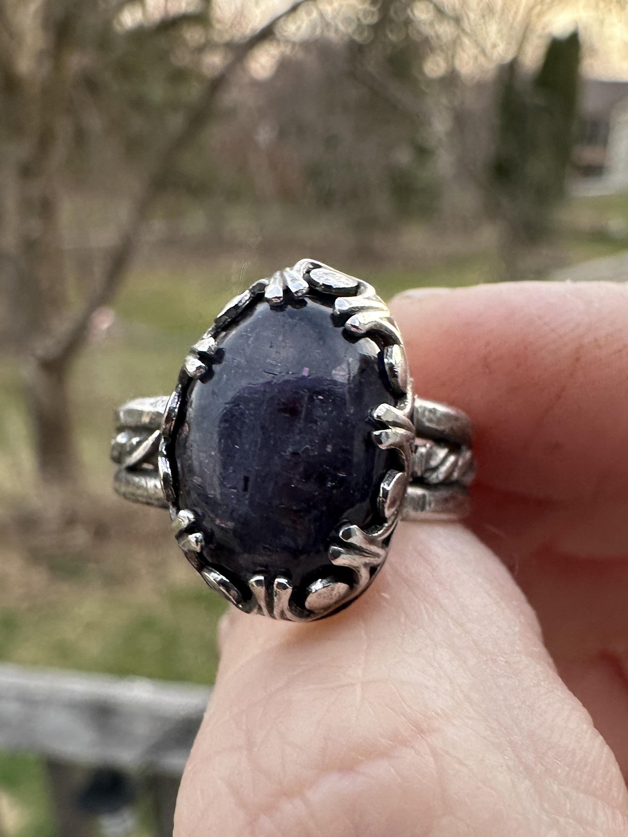 Iolite Oval Sterling Silver Artisan Ring - Size 7.5 - One of a kind to assist with inner vision and clarity