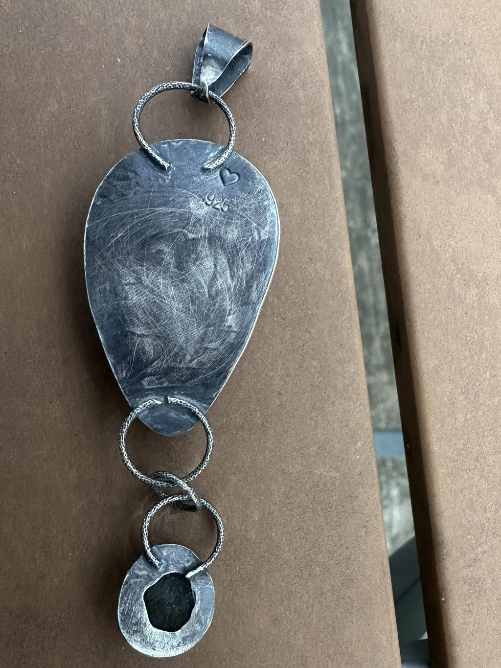 Charoite and Labradorite Sterling & Fine Silver Dangle Artisan Statement Pendant - One-of-a-kind for courage and intuition.