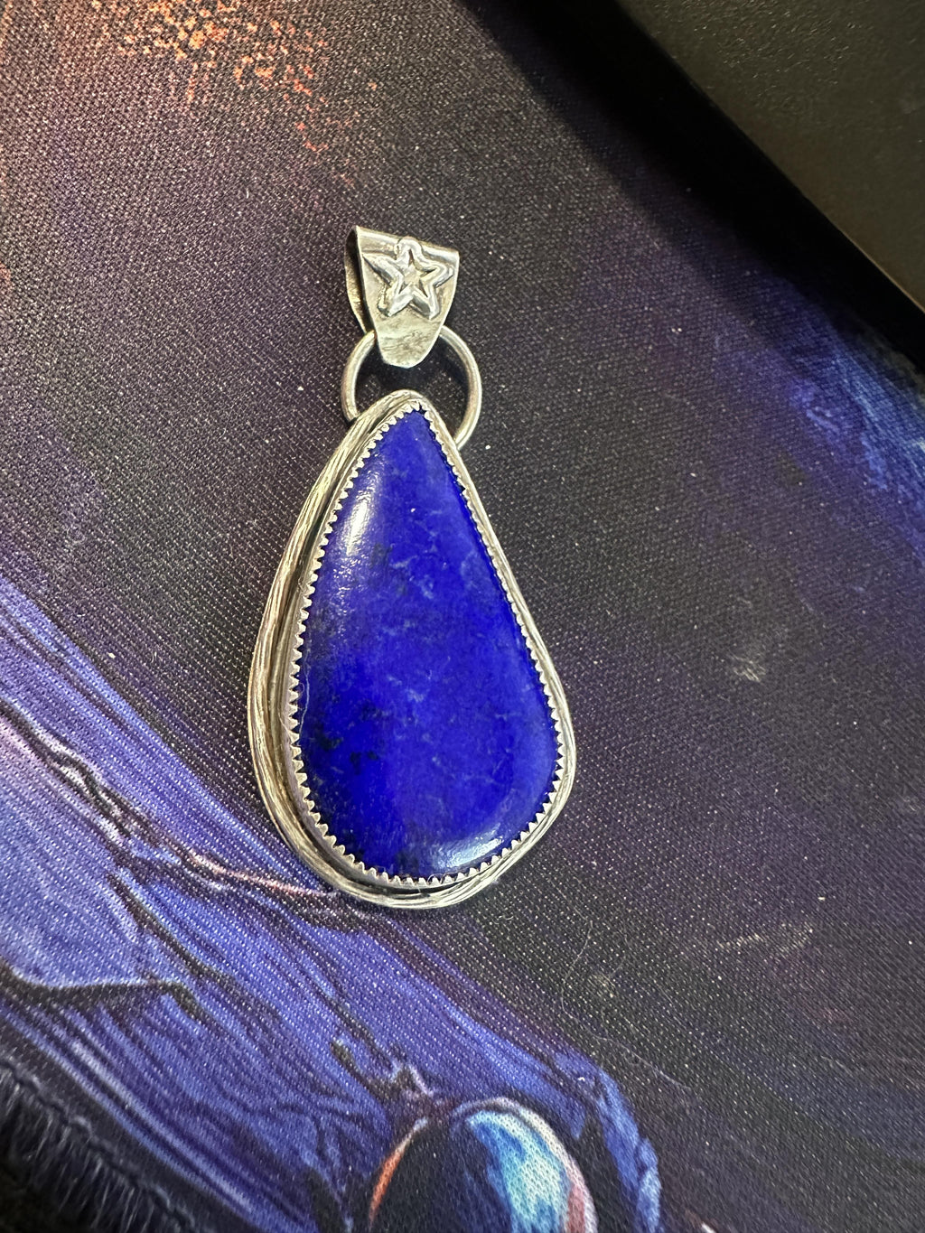 Lapis Lazuli Pendant in Fine & Sterling Silver | Oxidized Celestial Jewelry | Third Eye Throat Chakra | Boho Crystal Pendant for wisdom, truth and intuition