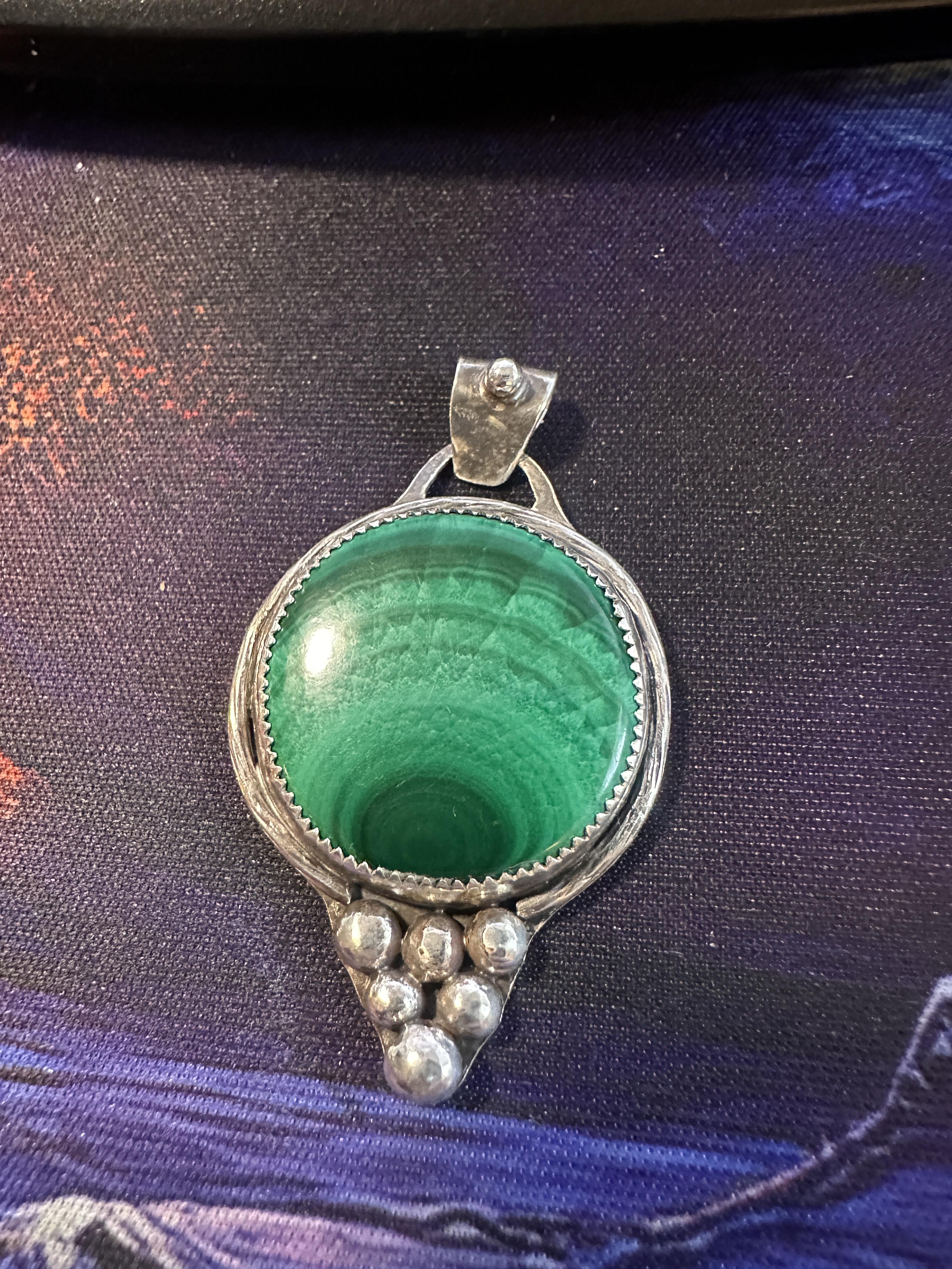 Malachite Fine & Sterling Silver Pendant | Oxidized | One of a Kind Handmade Jewelry for assistance with growth and connection to the heart chakra.
