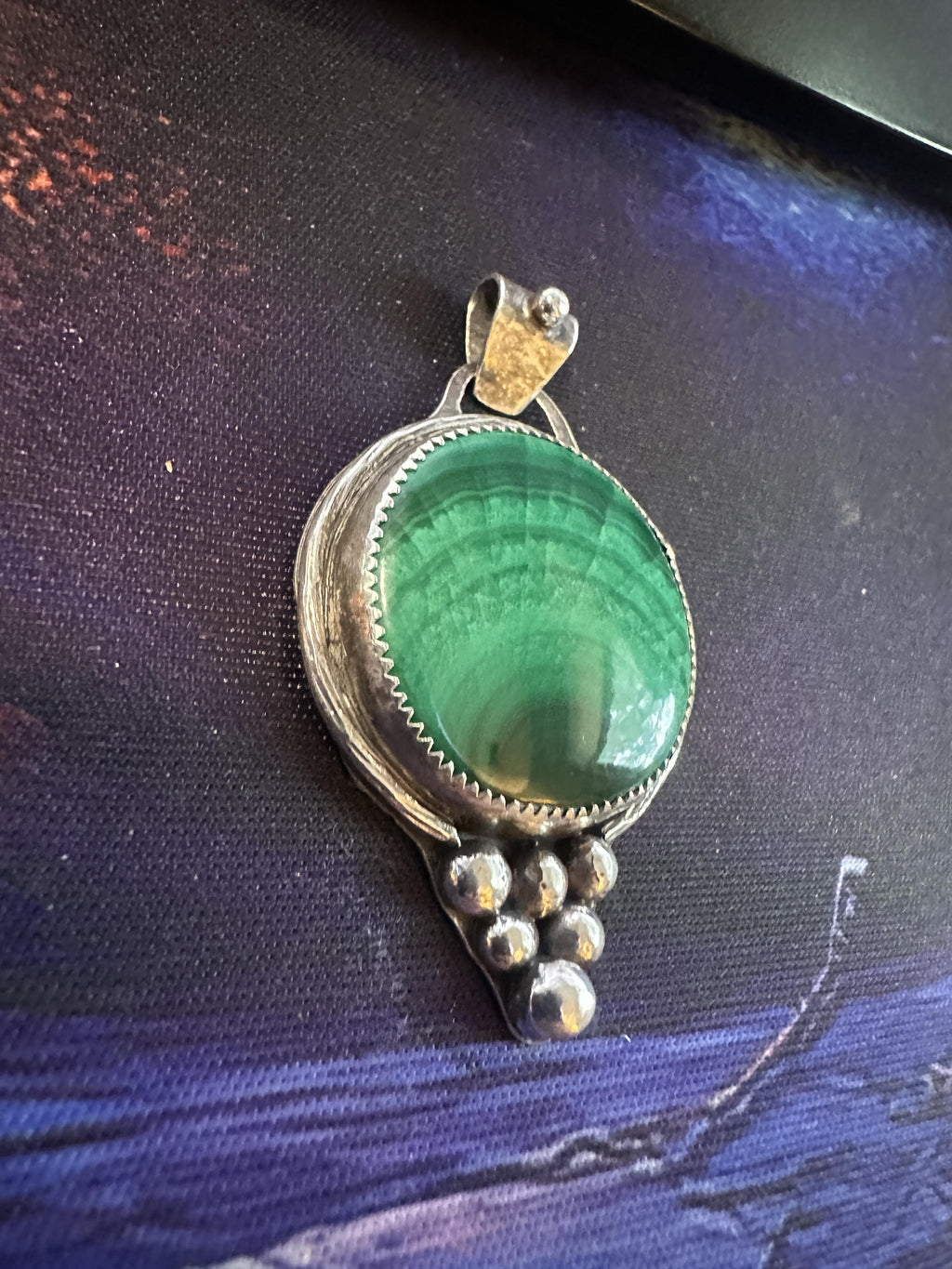 Malachite Fine & Sterling Silver Pendant | Oxidized | One of a Kind Handmade Jewelry for assistance with growth and connection to the heart chakra.