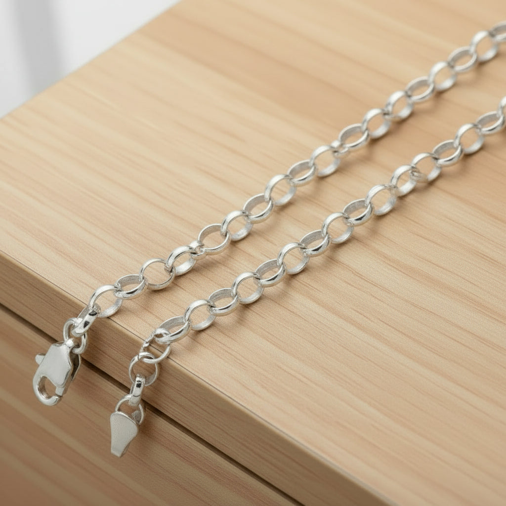 Sterling Silver Rolo Chain 3.1mm – 18" Lobster clasp - oxidation available upon request