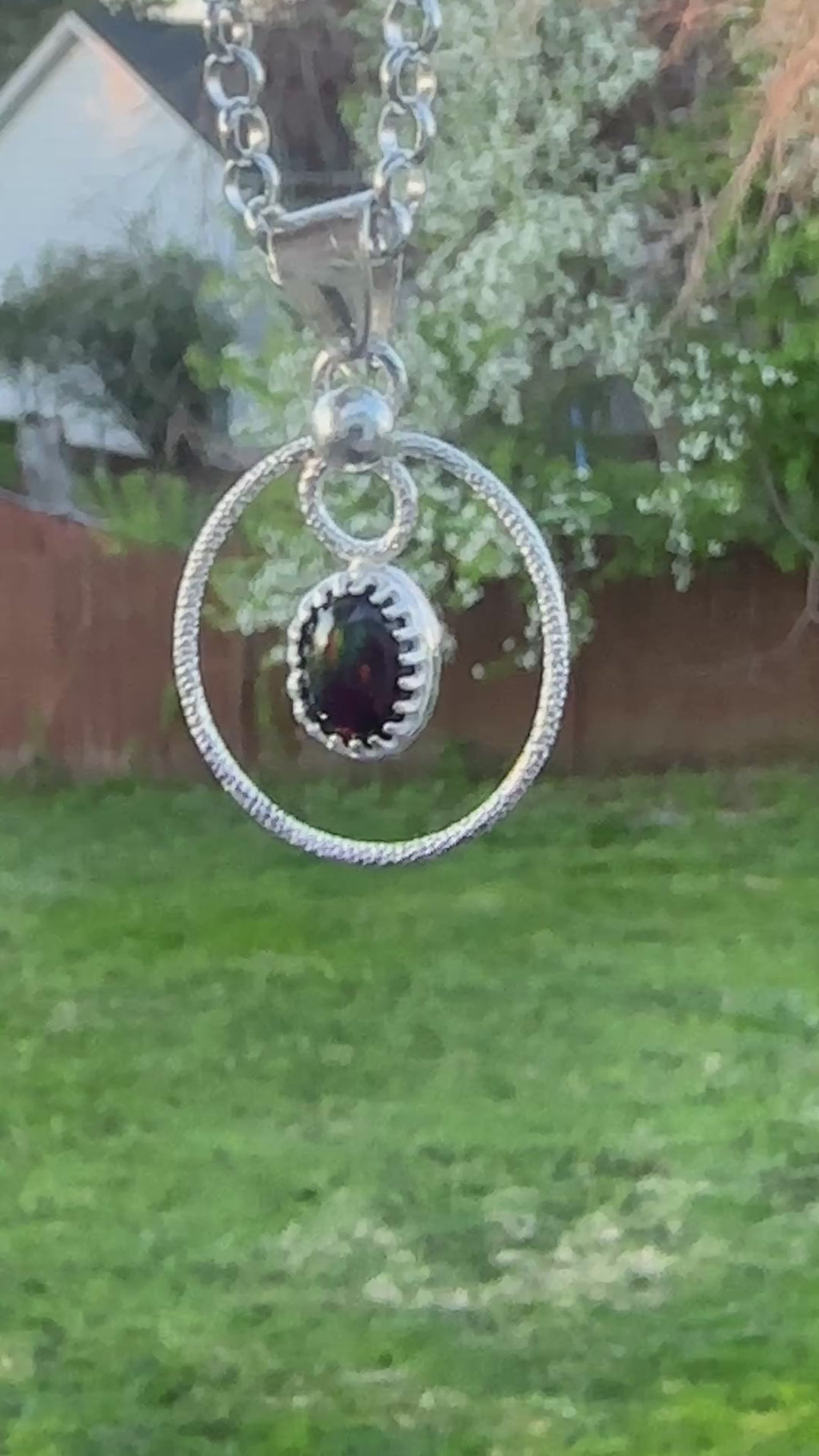 black opal pendant with red flash 