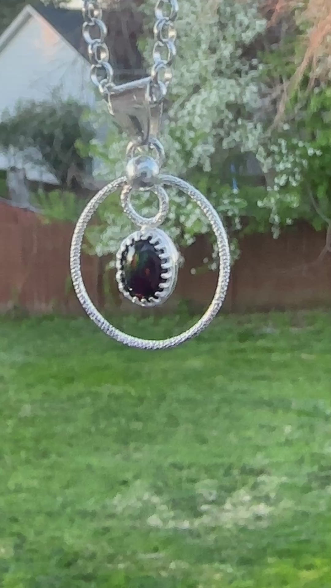 black opal pendant with red flash 